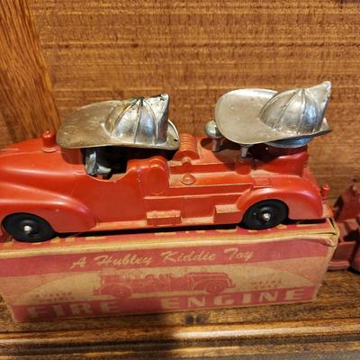 Collection of Fire Trucks Hubley Fire Engine w box + 2 Cast Metal