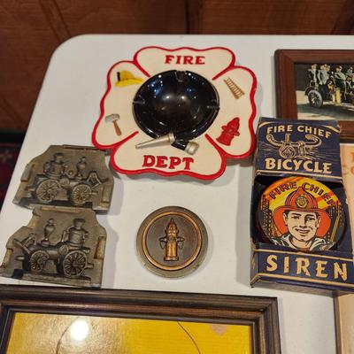 Lot of Fire Dept. Fire Fighting Collectibles including Over sized Coloring Book