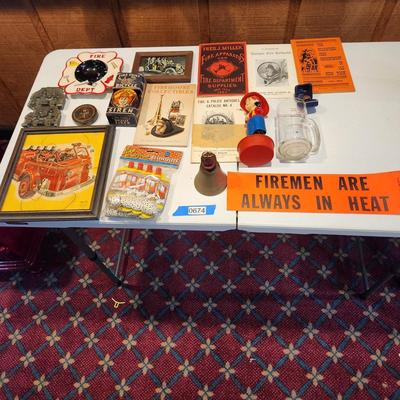 Lot of Fire Dept. Fire Fighting Collectibles including Over sized Coloring Book