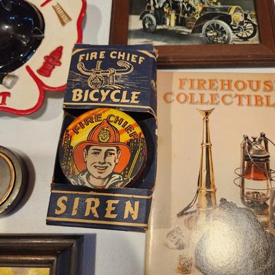 Lot of Fire Dept. Fire Fighting Collectibles including Over sized Coloring Book