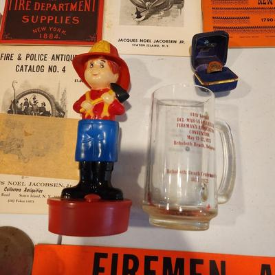 Lot of Fire Dept. Fire Fighting Collectibles including Over sized Coloring Book