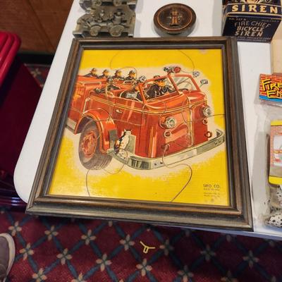 Lot of Fire Dept. Fire Fighting Collectibles including Over sized Coloring Book