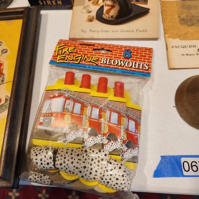 Lot of Fire Dept. Fire Fighting Collectibles including Over sized Coloring Book