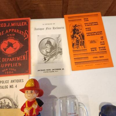 Lot of Fire Dept. Fire Fighting Collectibles including Over sized Coloring Book