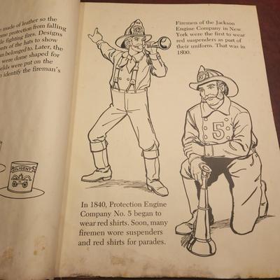 Lot of Fire Dept. Fire Fighting Collectibles including Over sized Coloring Book