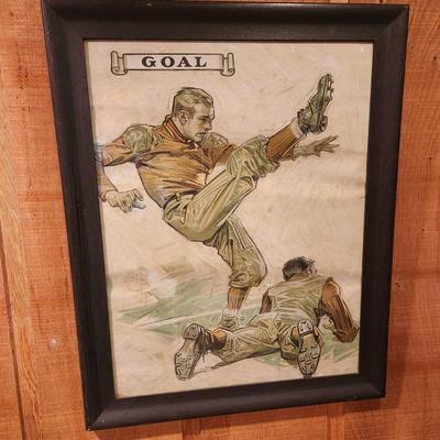 J.C. Leyendecker Down & Goal Framed Art