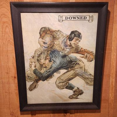 J.C. Leyendecker Down & Goal Framed Art