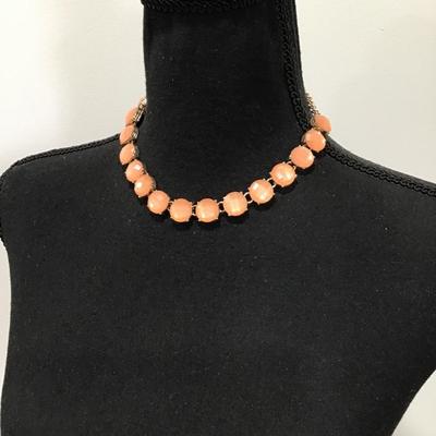 Beautiful, vintage, light peach, gold, toned statement, necklace