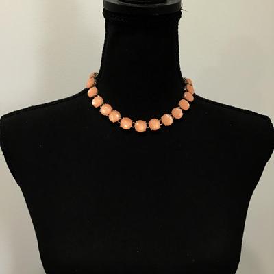 Beautiful, vintage, light peach, gold, toned statement, necklace