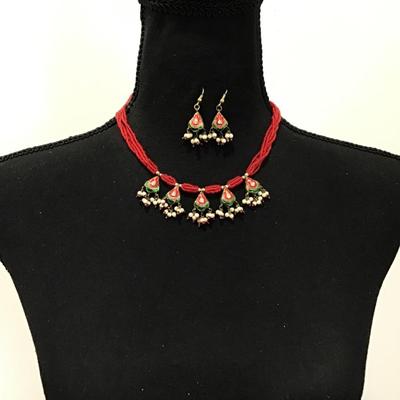Vintage, ethnic necklace and matching earrings set