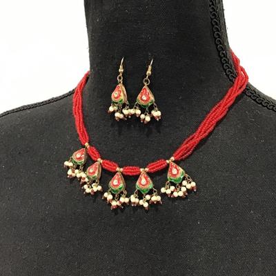 Vintage, ethnic necklace and matching earrings set