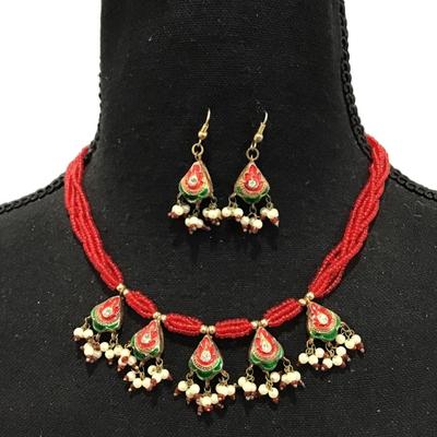 Vintage, ethnic necklace and matching earrings set