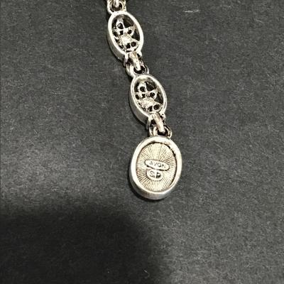 Vintage Avon, silver toned Y necklace with matching earrings