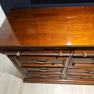 Sale Photo Thumbnail #48: 12-Drawer Lineage Cherry Finish Classical Style Dresser

Dimensions: 37x68x20