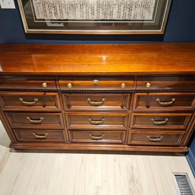 Sale Photo Thumbnail #44: 12-Drawer Lineage Cherry Finish Classical Style Dresser

Dimensions: 37x68x20