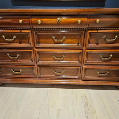 Sale Photo Thumbnail #45: 12-Drawer Lineage Cherry Finish Classical Style Dresser

Dimensions: 37x68x20