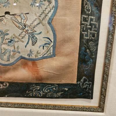 Sale Photo Thumbnail #98: Framed & Matted Antique Japanese Embroidered Kimono Sleeve, Meiji Period Silk

Dimensions: 31x31
Damage: Some staining on silk