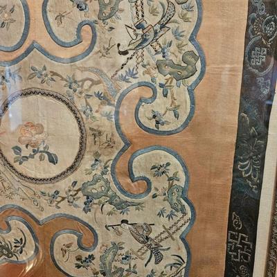 Sale Photo Thumbnail #97: Framed & Matted Antique Japanese Embroidered Kimono Sleeve, Meiji Period Silk

Dimensions: 31x31
Damage: Some staining on silk