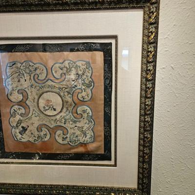 Sale Photo Thumbnail #93: Framed & Matted Antique Japanese Embroidered Kimono Sleeve, Meiji Period Silk

Dimensions: 31x31
Damage: Some staining on silk