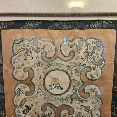 Sale Photo Thumbnail #94: Framed & Matted Antique Japanese Embroidered Kimono Sleeve, Meiji Period Silk

Dimensions: 31x31
Damage: Some staining on silk