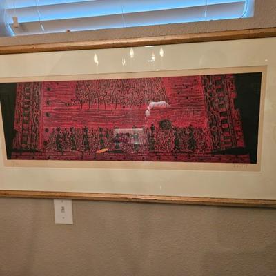 Sale Photo Thumbnail #114: Mid-Century Modern Lithograph of Castel, Signed & Numbered #58/100, c1960s

Dimensions: 20x40
Damage: Water spots on right side