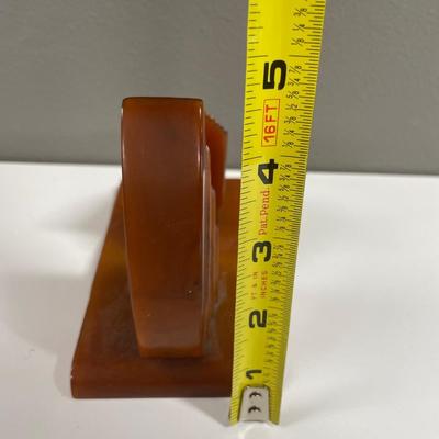 Sale Photo Thumbnail #160: In very good shape art deco Bakelite letter paper holder in dark amber color
