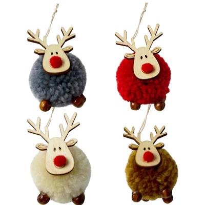 11-Pieces PomPom Reindeer Christmas Ornaments or Present Gift Pendant Xmas Decor