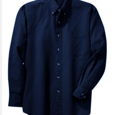 10 Units - Size Large SDI Men’s Navy Blue Button-Down Shirt 100% Cotton Hong Kong Made Pearl Buttons