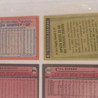 Collection of Mostly Topps Baseball Trading Cards Ken Griffey, Sr and Jr, Cal Ripkin, Others