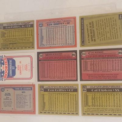 Collection of Mostly Topps Baseball Trading Cards Ken Griffey, Sr and Jr, Cal Ripkin, Others