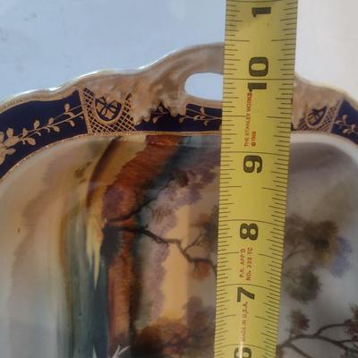 Antique Noritake Morimura Hand Painted Square Bowl with Handles