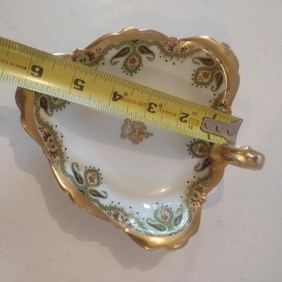 Antique Limoges Hand Painted Handled Dish