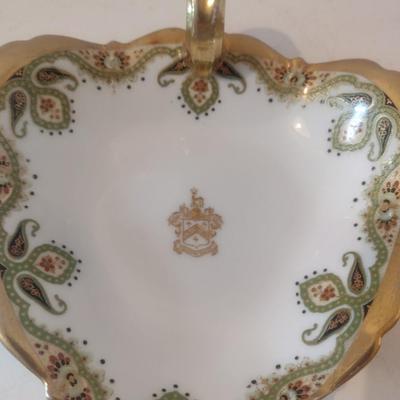 Antique Limoges Hand Painted Handled Dish