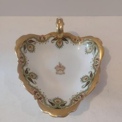 Antique Limoges Hand Painted Handled Dish