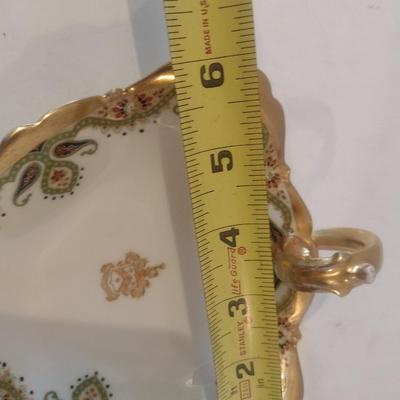Antique Limoges Hand Painted Handled Dish