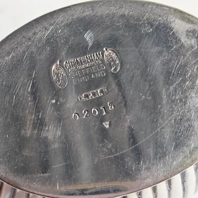 Sale Photo Thumbnail #181: Cheltenham & Co. Sheffield England, Vintage Silver-plate Tea/Coffee Pot, Art Deco

Dimensions: 8x8.5x3
Damage: Normal wear, small dent in the side, looks to be silver polish residue in some crevasses