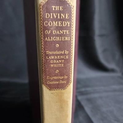 Sale Photo Thumbnail #358: 1946 ‘The Divine Comedy’
Description: Hardcover, illustrated, printed in the USA
Dimensions: 11x8.5x1
Damage: Some wear to cover, damage to the corners, some water damage to pages