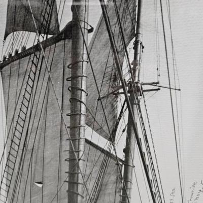 Sale Photo Thumbnail #437: Matted & Framed photograph “at sea”
Description: Signed by the artist
Dimensions: 21x17
Damage: Normal wear