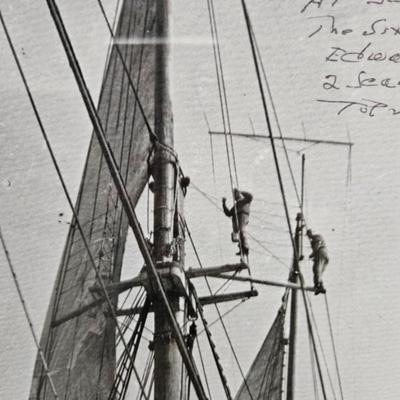 Sale Photo Thumbnail #436: Matted & Framed photograph “at sea”
Description: Signed by the artist
Dimensions: 21x17
Damage: Normal wear