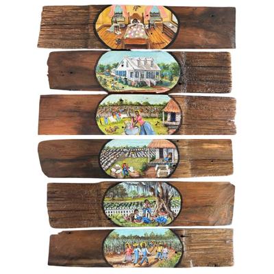 Original Folk Art on Reclaimed RusticWood by Margot H Delahoussaye