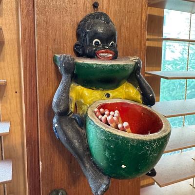 Vintage Folk Art Match/Toothpick Holder