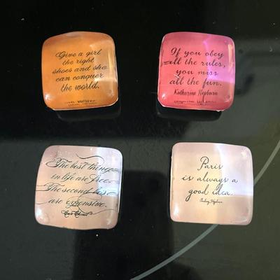Sale Photo Thumbnail #733: Set of 4 glass magnets with famous quotes