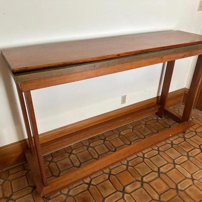 Console Table with Copper-Clad Top and Removable Wood Cover