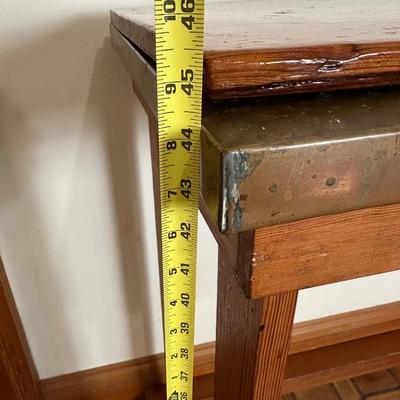 Console Table with Copper-Clad Top and Removable Wood Cover