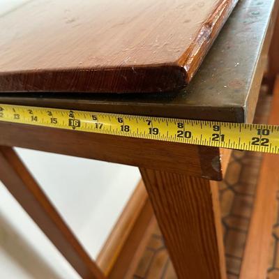 Console Table with Copper-Clad Top and Removable Wood Cover