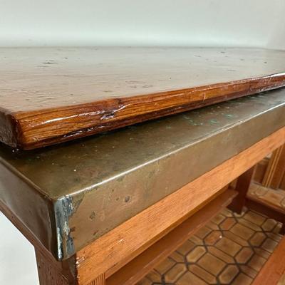 Console Table with Copper-Clad Top and Removable Wood Cover