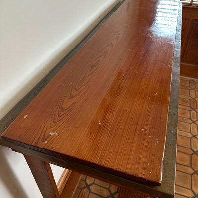 Console Table with Copper-Clad Top and Removable Wood Cover