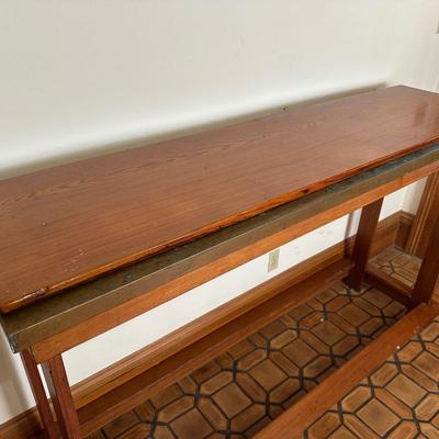 Console Table with Copper-Clad Top and Removable Wood Cover