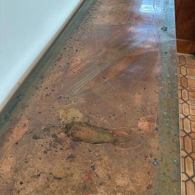 Console Table with Copper-Clad Top and Removable Wood Cover
