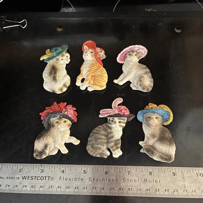 Sale Photo Thumbnail #742: Oh so cute, all the cute cats with their pretty hats, 6 magnets in total